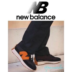 New Balance 327 Kids Sneakers - Black and Madras Orange PS327HN1, Kids Size 12